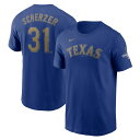 MLB マックス・シャーザー レンジャーズ Tシャツ 2024ゴールドコレクション WS優勝 ネーム&ナンバー ナイキ/Nike ロイヤル