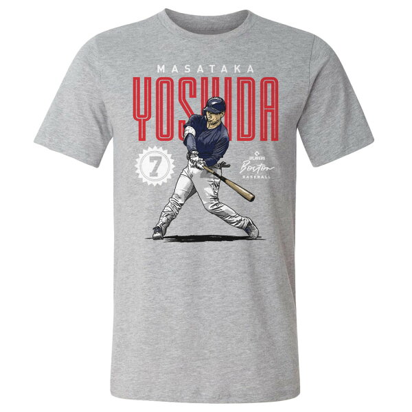 【取寄】MLB 吉田正尚 レッドソックス Tシャツ Boston Card WHT T-Shirt 500Level ヘザーグレー