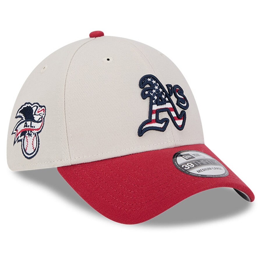 Rakuten - MLB アスレチックス キャップ 2024 独立記念日 Fourth of July 39THIRTY Flex Hat ニューエラ/New Era カーキ レッド