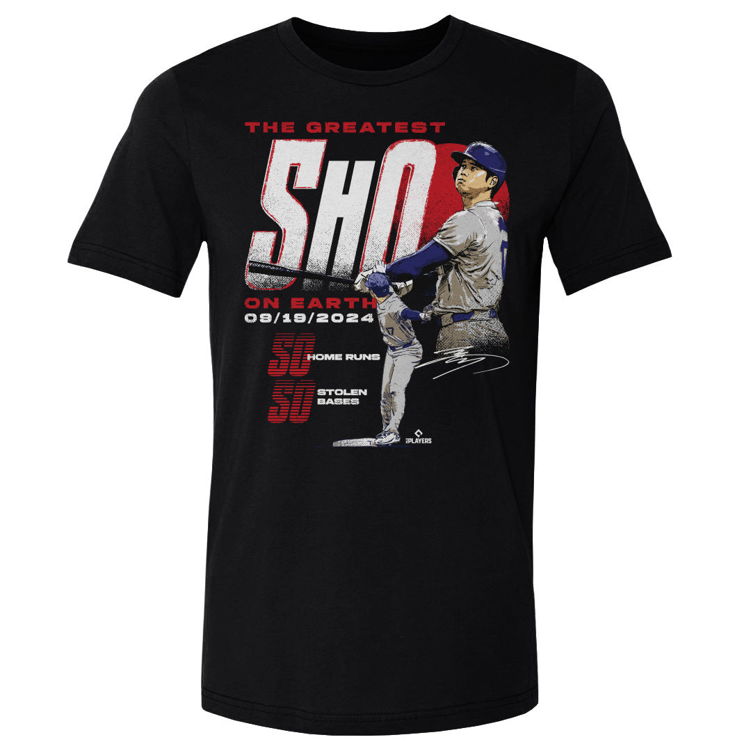 Rakuten - MLB 大谷翔平 ドジャース Tシャツ 【New Model】 50/50達成記念 Club WHT T-Shirt 500Level ブラック