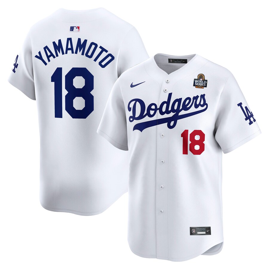 MLB Yoshinobu Yamamoto Dodgers Uniform 2024 World Series Commemorative Limited Jersey Nike Home White