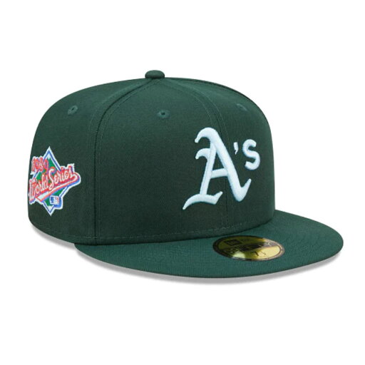 MLB アスレチックス キャップ 【海外版】WS1989 サイドパッチ Cloud Under 59FIFTY Fitted Hat ニューエラ/New Era グリーン ブルー MLB アスレチックス キャップ 【海外版】WS1989 サイドパッチ Cloud Under 59FIFTY Fitted Hat ニューエラ/New Era グリーン ブルー