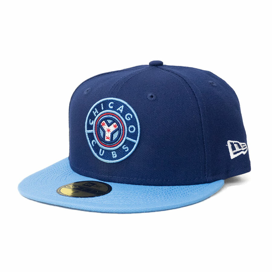 乐天商城 - MLB Chicago Cubs (Circle) キャップ 【海外版】シティーコネクト 59FIFTY Fitted Hat ニューエラ/New Era ネイビー ライトブルー