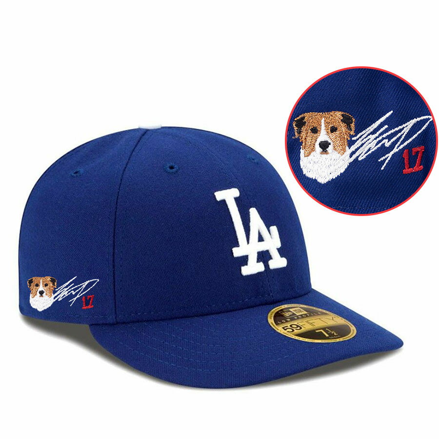 MLB 大谷翔平 ドジャース キャップ 【現地買付カスタム】デコピン&サイン刺繍 59FIFTY ロープロファイル ニューエラ/New Era ロイヤル