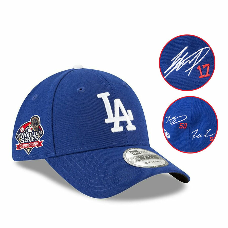 乐天商城 - MLB 大谷翔平 ＆ ベッツ & フリーマン ドジャース キャップ ワールドシリーズ2024優勝記念 サイン刺繍 9FORTY ニューエラ/New Era