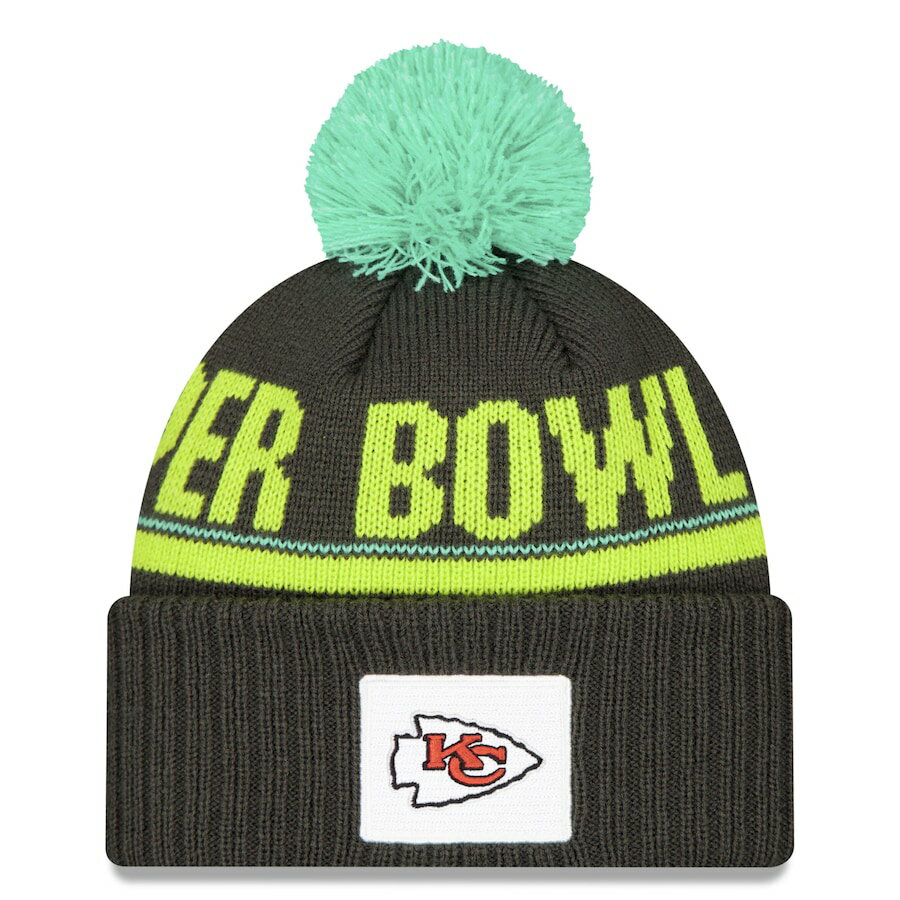 NFL チーフス ニットキャップ 第59回スーパーボウル 進出 Cuffed Knit Hat with Pom ニューエラ/New Era ブラック