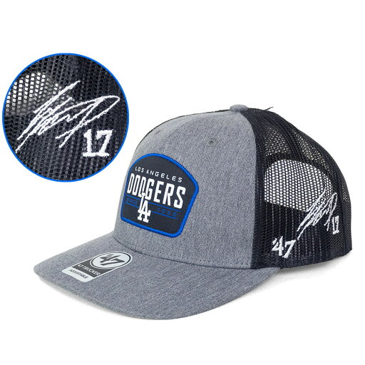 MLB 大谷翔平 ドジャース キャップ 【海外買付】Slate Trucker Adjustable サイン刺繍 47Brand グレー ブラック MLB 大谷翔平 ドジャース キャップ 【海外買付】Slate Trucker Adjustable サイン刺繍 47Brand グレー ブラック