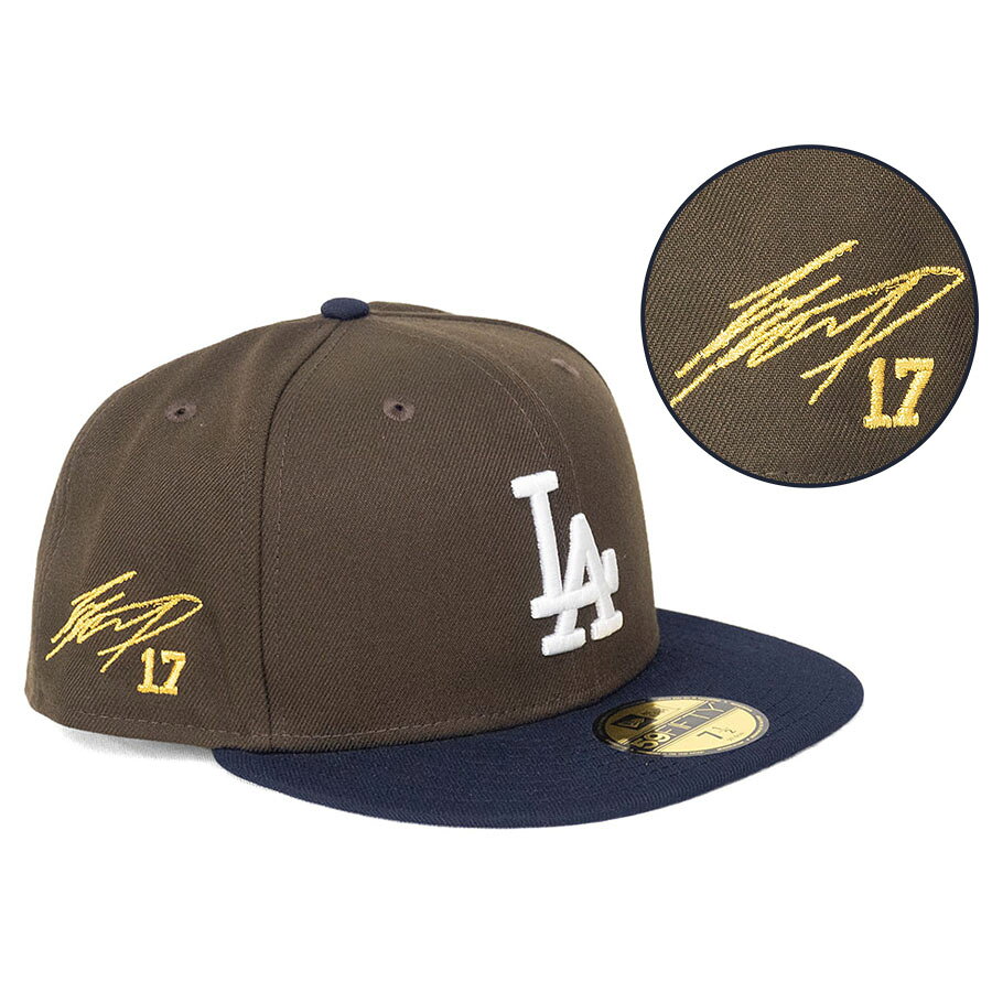樂天商城 - MLB 大谷翔平 ドジャース キャップ 【海外買付】Color Pack 2Tone 59FIFTY サイン刺繍 ニューエラ/New Era ダークブラウン ネイビー