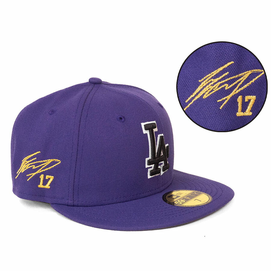 MLB 大谷翔平 ドジャース キャップ 【海外買付】Color Pack 59FIFTY Fitted サイン刺繍 ニューエラ/New Era パープル ブラックロゴ