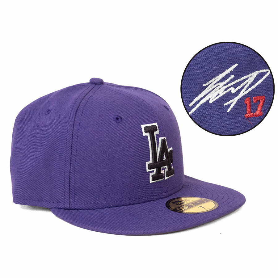 乐天商城 - MLB 大谷翔平 ドジャース キャップ 【海外買付】Color Pack 59FIFTY Fitted サイン刺繍 ニューエラ/New Era パープル ブラックロゴ