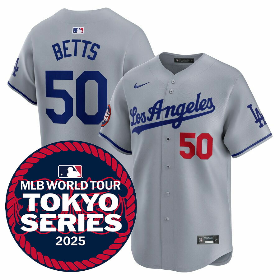 MLB ムーキー・ベッツ ドジャース ユニフォーム 東京シリーズ2025 リミテッドジャージ ナイキ/Nike ロード (Gray Los Angeles)