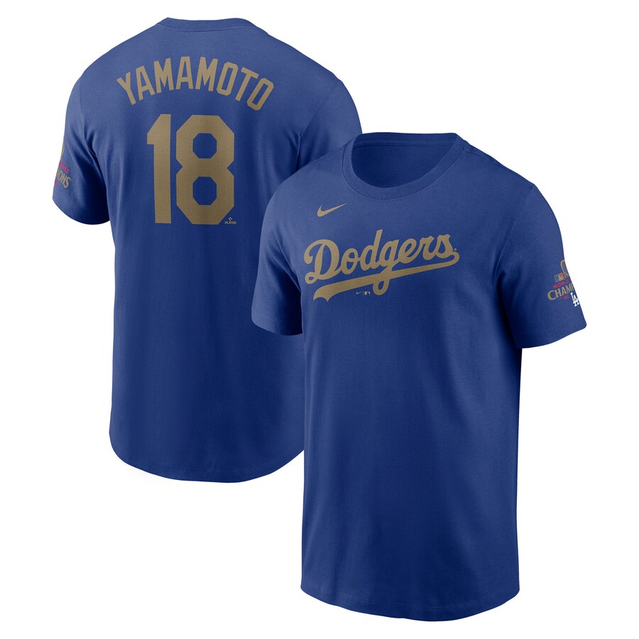 Rakuten - 【海外モデル】MLB 山本由伸 ドジャース Tシャツ ゴールドコレクション WS2024優勝 ネーム＆ナンバー ナイキ/Nike ロイヤル