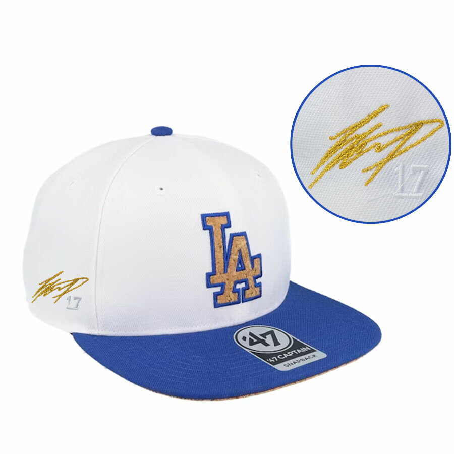 MLB 大谷翔平 ドジャース キャップ 【海外買付】Corkscrew Captain Cap サイン刺繍 47Brand ホワイト コーク