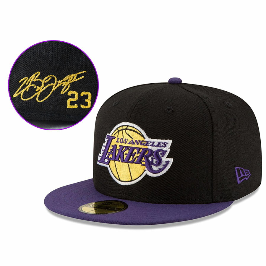 樂天商城 - NBA レブロン・ジェームズ レイカーズ キャップ 【現地買付カスタム】2-Tone 59FIFTY Fitted サイン刺繍 ニューエラ/New Era