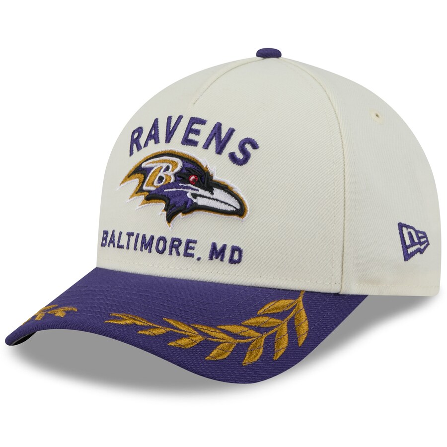 NFL レイブンズ キャップ 2025 NFL ドラフト 9FORTY A-Frame M-Crown Adjustable Hat ニューエラ/New Era クリーム/パープル