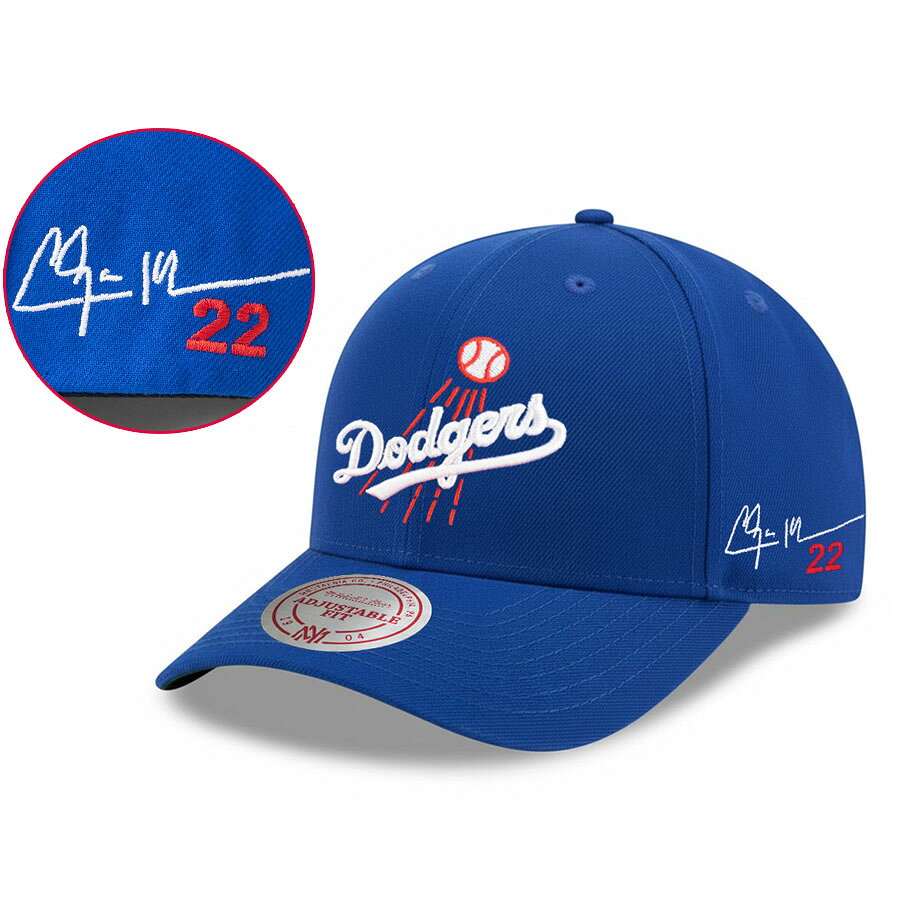 MLB クレイトン・カーショー ドジャース キャップ 【海外カスタム】Primary Logo Adj Hat サイン刺繍 ミッチェル＆ネス/Mitchell & Ness