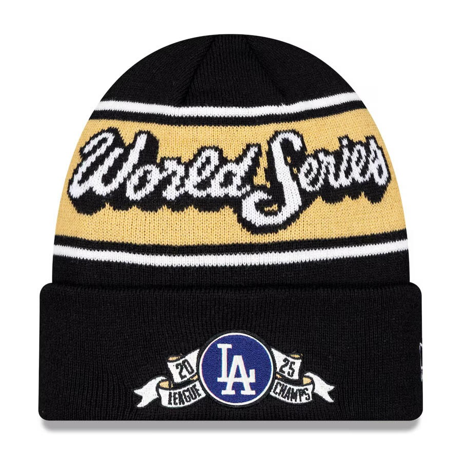 Cap, Hat - MLB ドジャース ニットキャップ 【海外モデル】2025 ナ・リーグ優勝 ロッカールーム Cuffed Knit ニューエラ/New Era ブラック