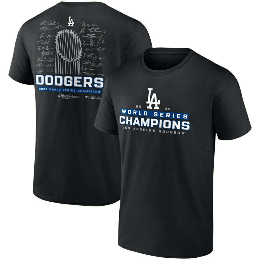 MLB ドジャース Tシャツ 【海外モデル】ワールドシリーズ2025優勝記念 Signature Roster ロースター T-Shirt Fanatics ブラック