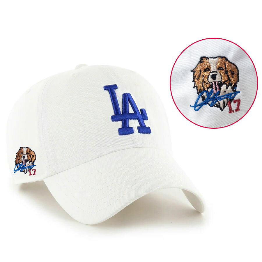 Rakuten - MLB 大谷翔平 ドジャース キャップ 【現地買付セレクション特注】デコピン デコイ Clean Up Cap サイン刺繍 47Brand ホワイト ロイアル