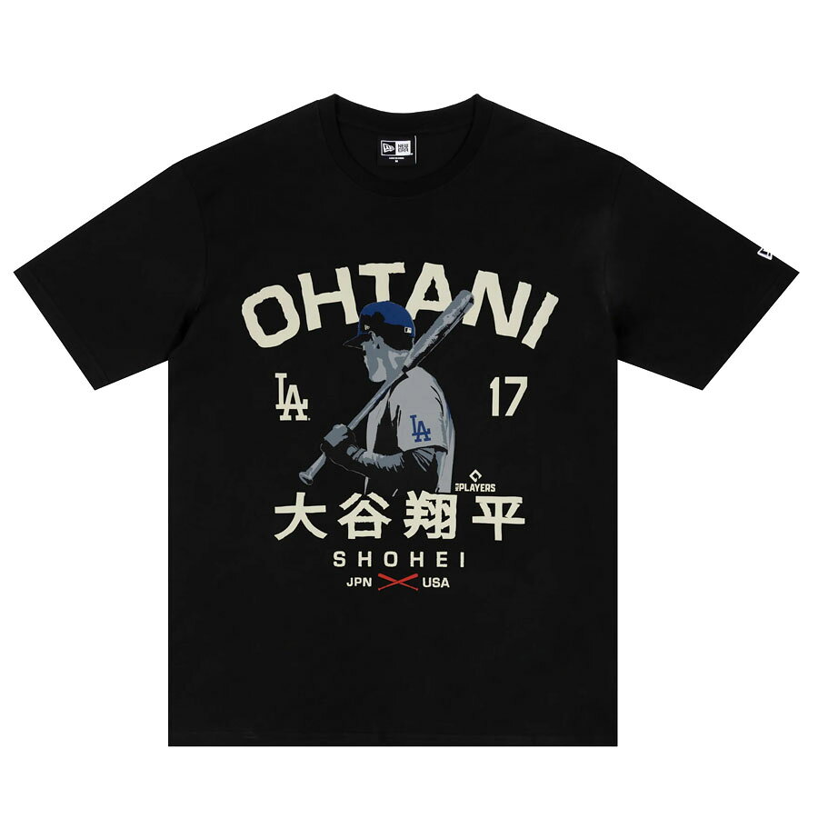 MLB 大谷翔平 ドジャース Tシャツ 【現地買付品】Silhouette Ohtani JPNxUSA Oversized T-Shirt ニューエラ/New Era ブラック ホワイト