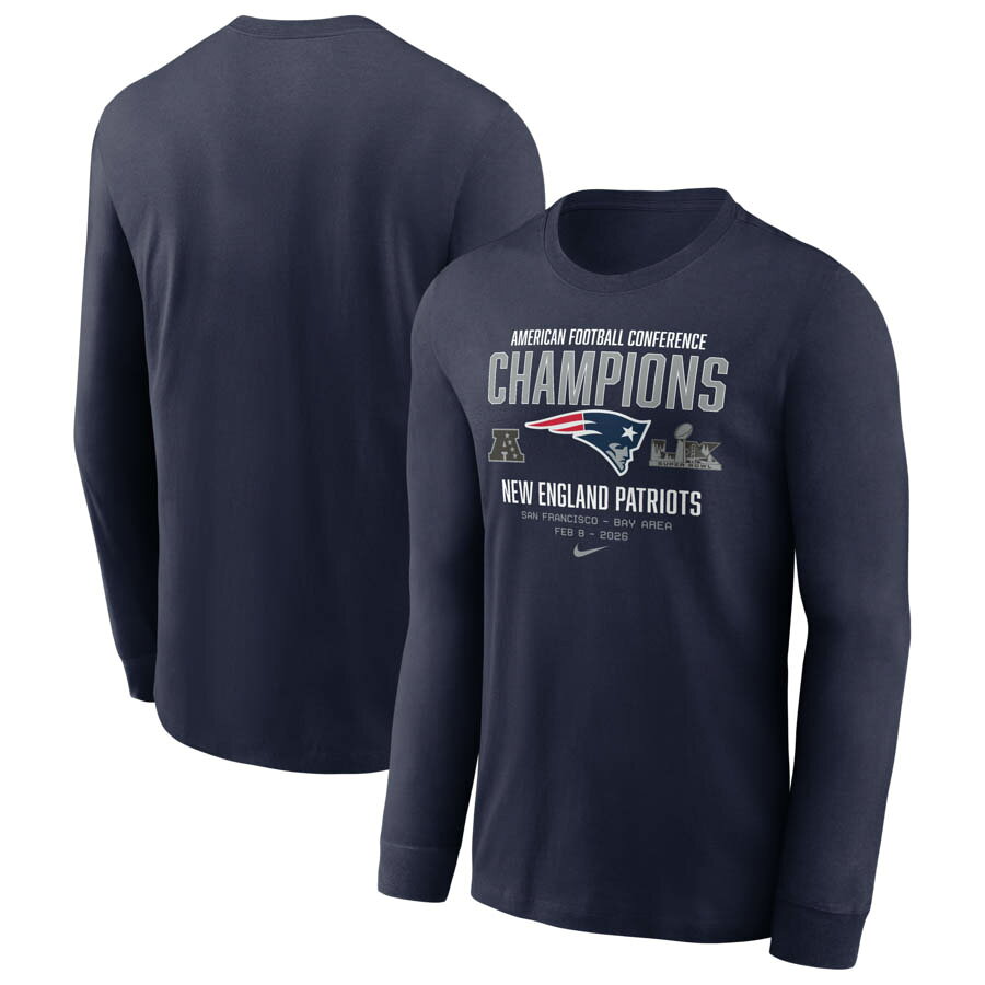 乐天商城 - NFL ペイトリオッツ Tシャツ 【海外モデル】2025 AFC 優勝 Team Nation Long Sleeve T-Shirt ナイキ/Nike ネイビー