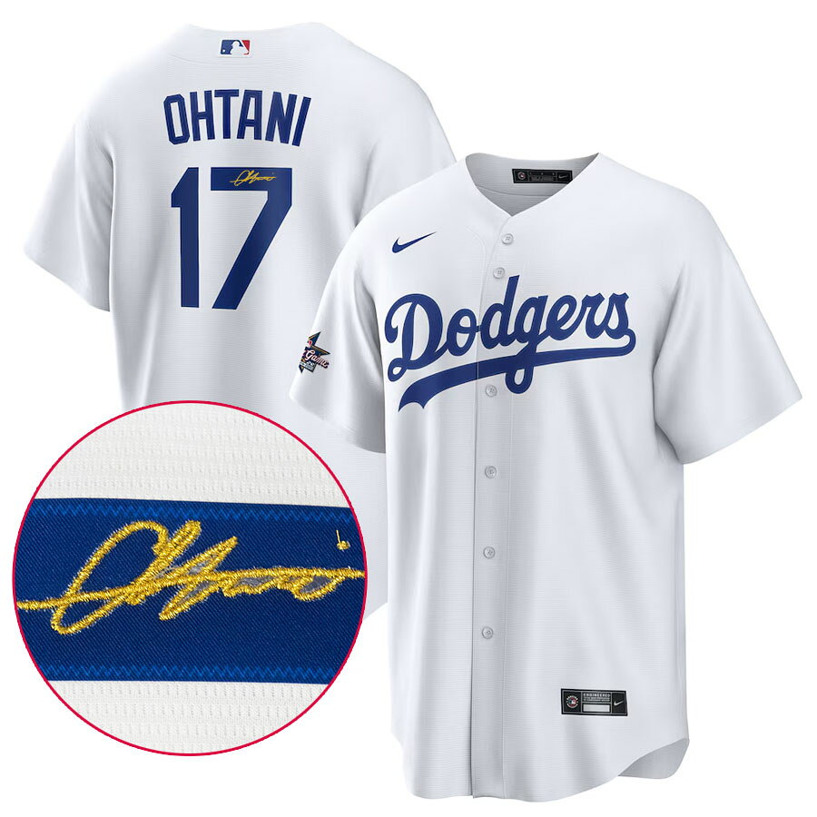 乐天商城 - MLB 大谷翔平 ドジャース ユニフォーム 【海外カスタム】オールスターゲーム2025 サイン刺繍 レプリカ ナイキ/Nike ホワイト