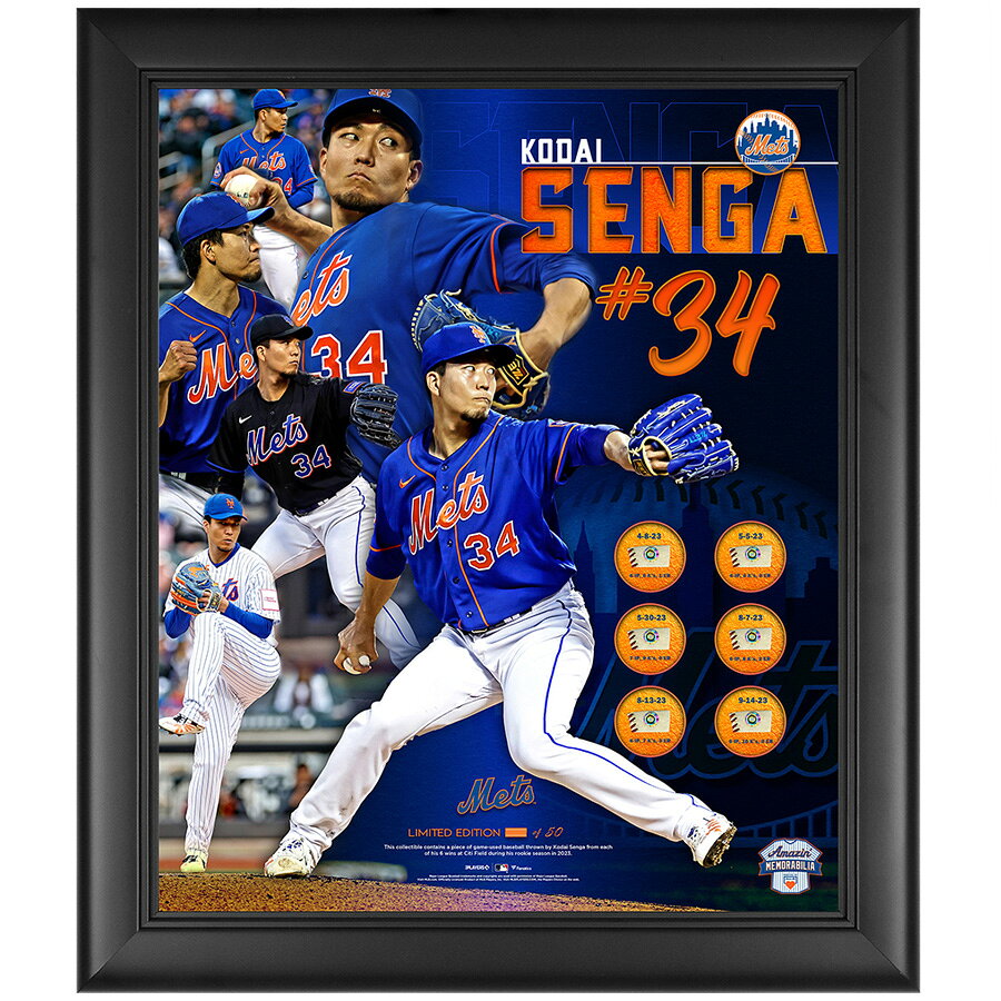 MLB 千賀滉大 New Tork Mets フォトフレーム  Pitching Collage デビューシーズン 実使用ボール ピース Fanatics Authentic