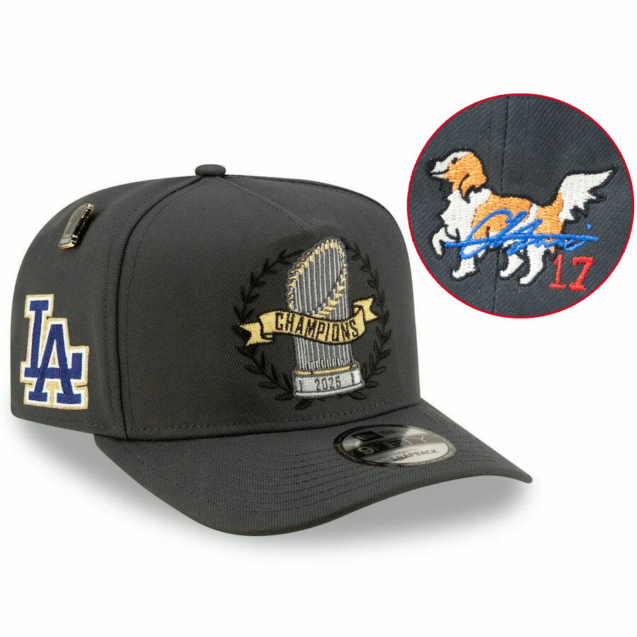 Rakuten - MLB 大谷翔平 ドジャース キャップ デコピン ワールドシリーズ2025優勝 ロッカールーム パレード 9FIFTY サイン刺繍 ニューエラ/New Era