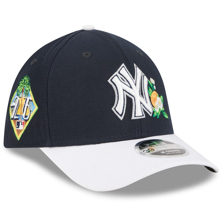 乐天商城 - MLB ヤンキース キャップ 【海外モデル】2026 スプリングトレーニング M-Crown 39THIRTY Flex Hat ニューエラ/New Era ネイビー ホワイト