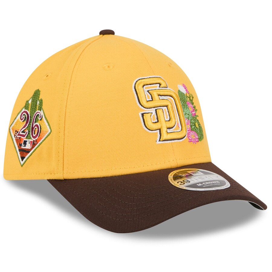 Rakuten - MLB パドレス キャップ 【海外モデル】2026 スプリングトレーニング M-Crown 39THIRTY Flex Hat ニューエラ/New Era ゴールド ブラウン