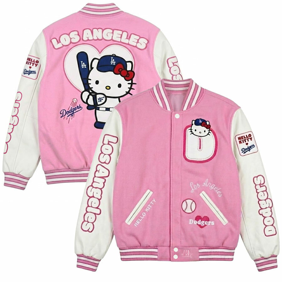 Rakuten - MLB ドジャース スタジャン ハロー キティー Hello Kitty リバーシブル ジャケット アウター サンリオ JH Design Pink/White