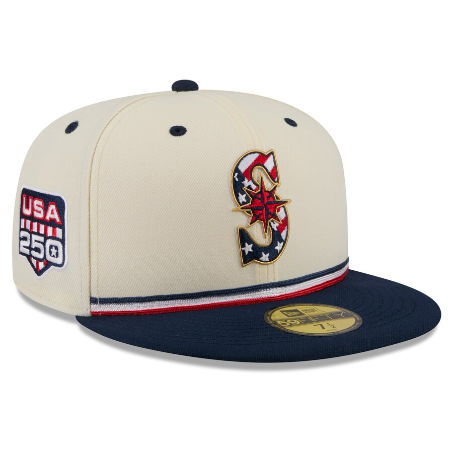 乐天商城 - MLB マリナーズ キャップ 【海外モデル】2026 独立記念日 Fourth of July 59FIFTY Fitted Hat ニューエラ/New Era クリーム ネイビー