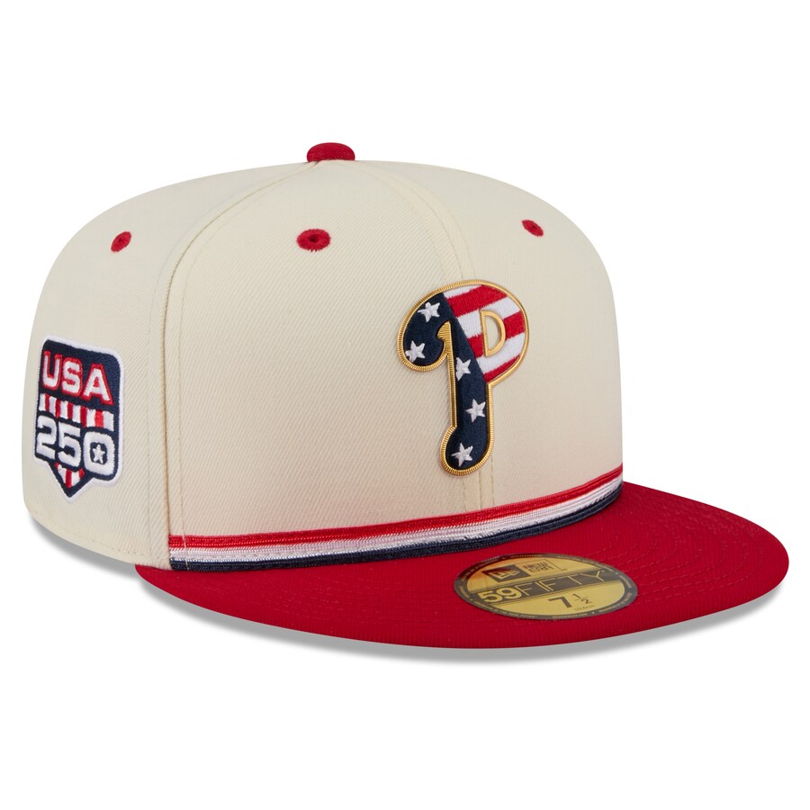 乐天商城 - MLB フィリーズ キャップ 【海外モデル】2026 独立記念日 Fourth of July 59FIFTY Fitted Hat ニューエラ/New Era クリーム レッド