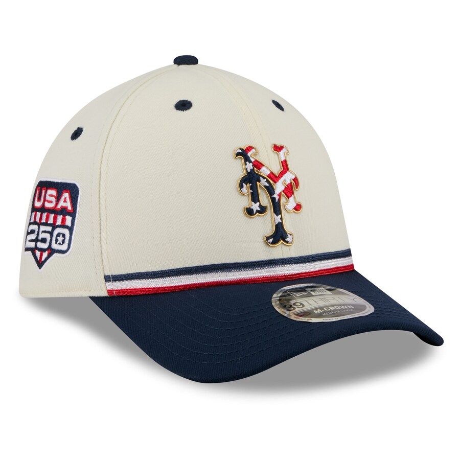 樂天商城 - MLB メッツ キャップ 【海外モデル】2026 独立記念日 Fourth of July 39THIRTY M-Crown Flex Hat ニューエラ/New Era クリーム ネイビー