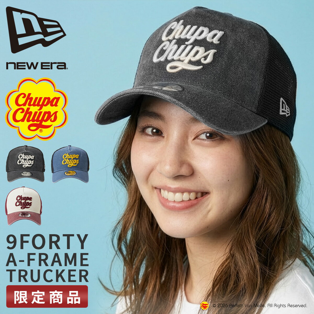 【最大37倍 2/25限定】【限定商品】ニューエラ チュッパチャプス トラッカー メッシュ キャップ 帽子 NEW ERA 9FORTY A-Frame Chu...