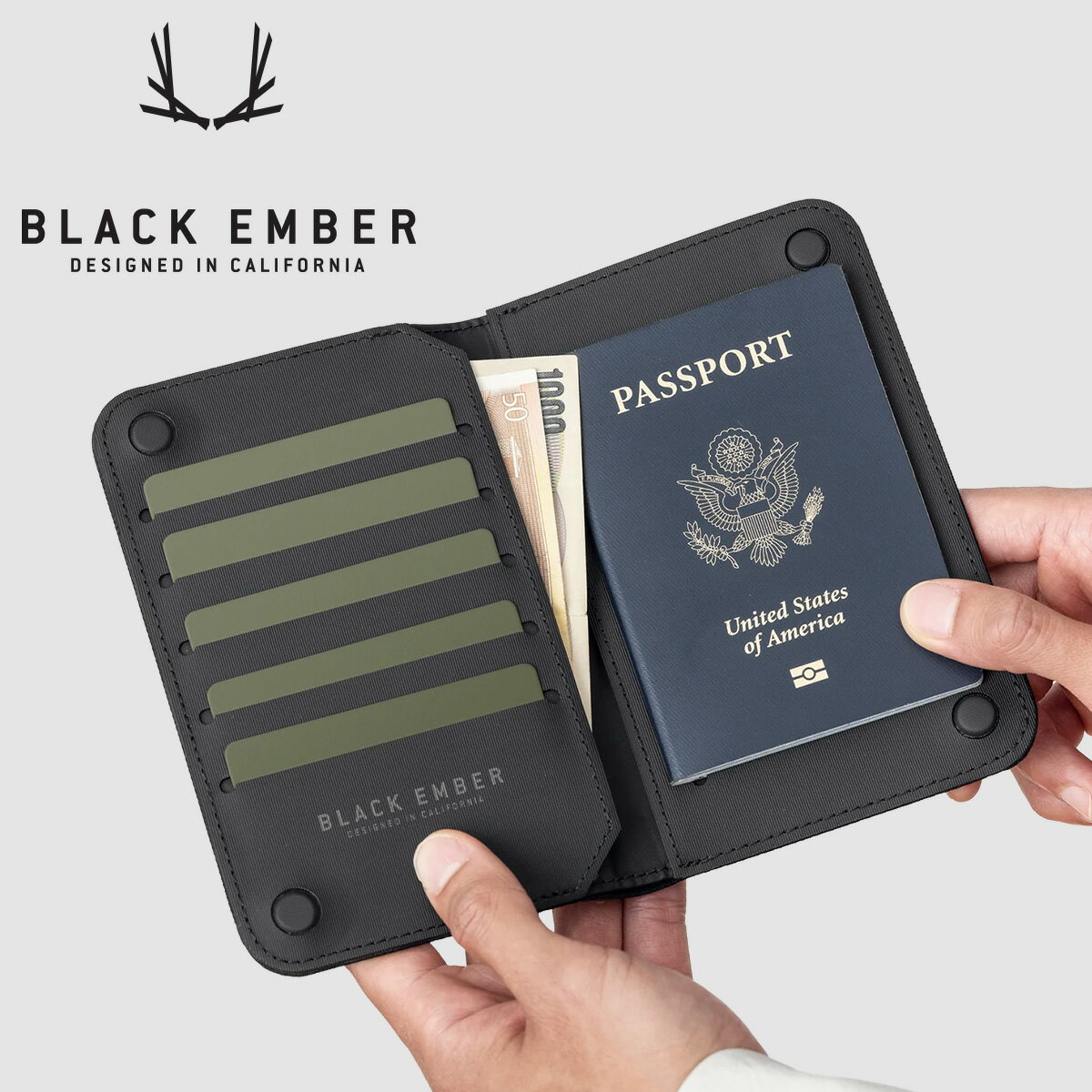 Rakuten - 【最大60倍 6/5限定】特典付き ブラックエンバー パスポートケース トラベルケース スリム 薄型 BLACK EMBER 7226003