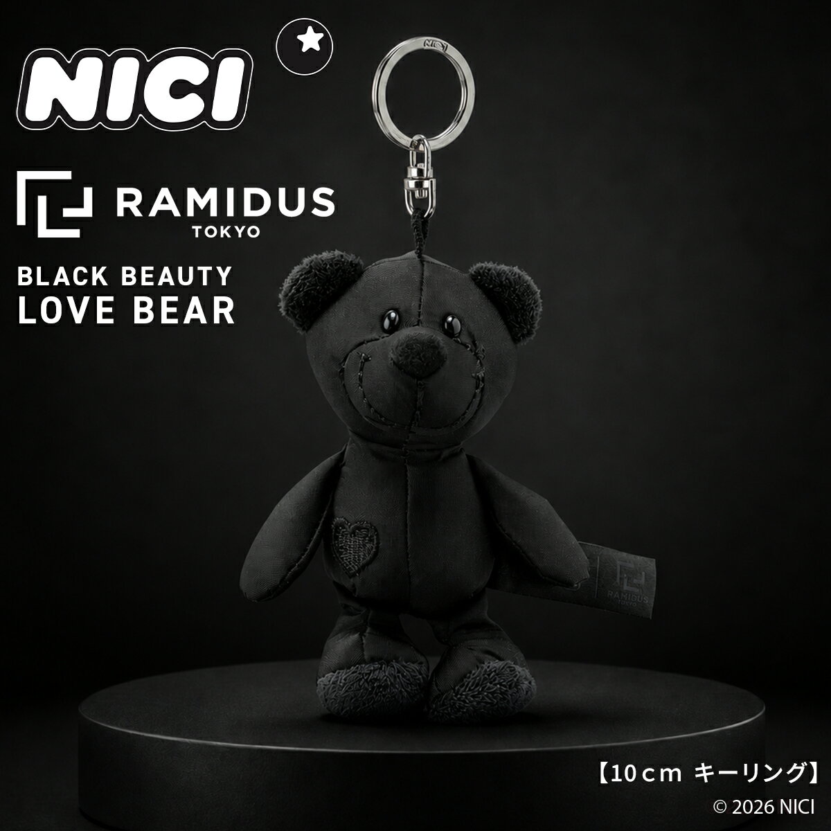 NICI × RAMIDUS ニキ × ラミダス ラブベア キーリング キーホルダー キーチャーム かわいい BLACK BEAUTY LOVE BEAR KEY RING G001029