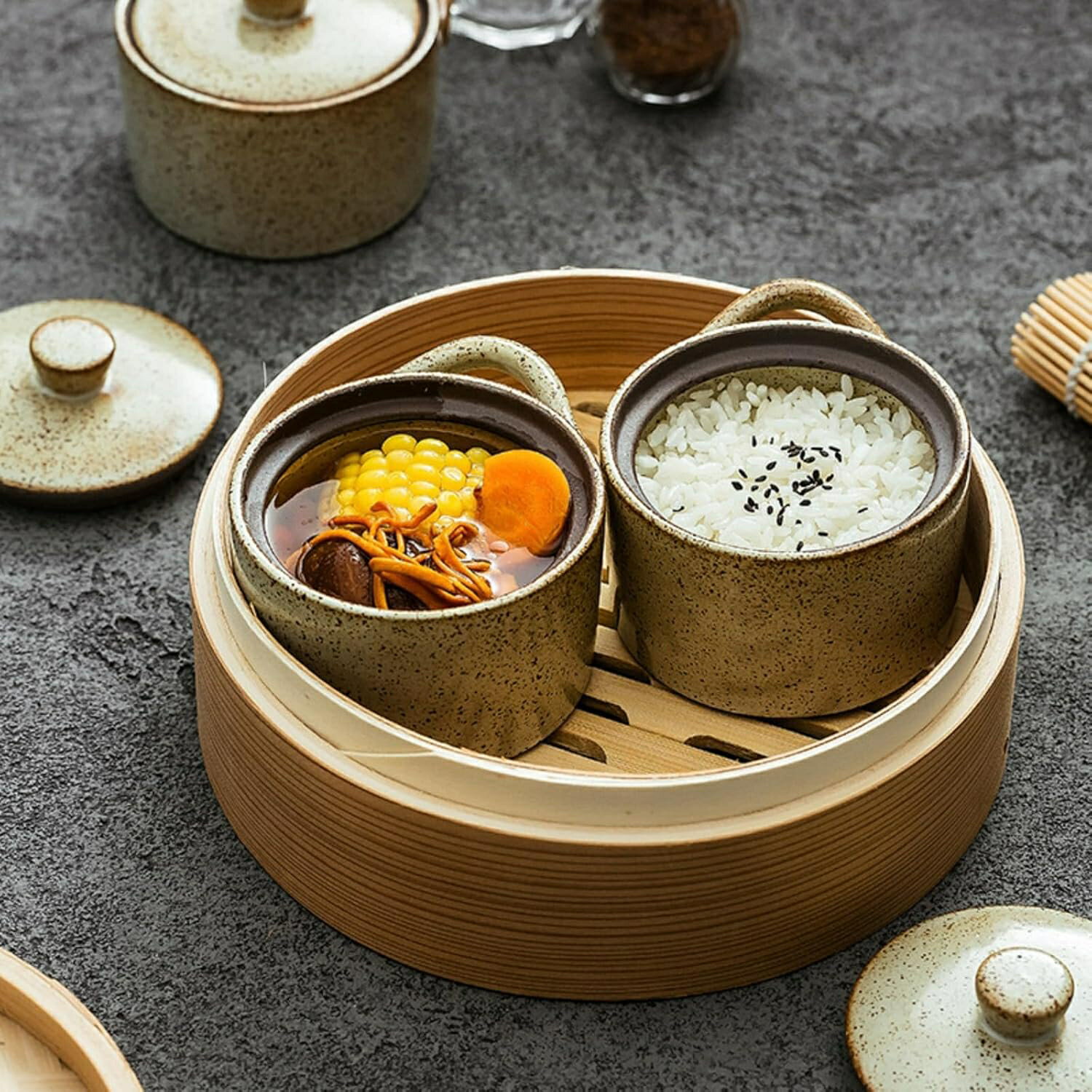 蒸し碗 ちゃわんむし器 茶碗蒸し 器 茶碗蒸し 蒸し器 蓋付き おしゃれ 北欧風 スープカップ デザート ..