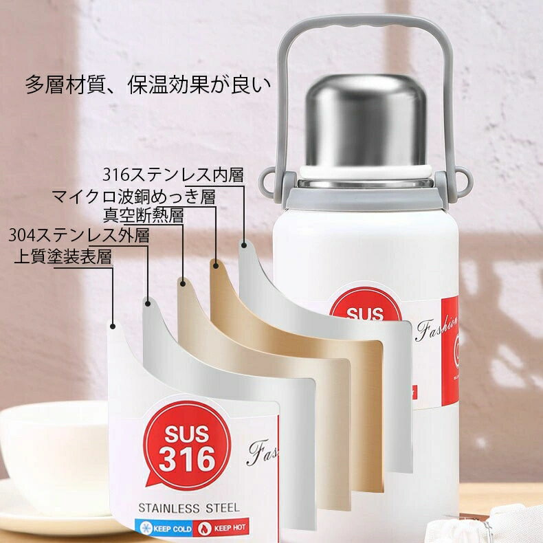 水筒 キッズ 2WAY キッズボトル 600ml 800ml 1000ml 1200ml 子供用 こども 大人用 ワンタッチ コップ付き 直飲み 保温 保冷 ステンレスボトル マグボトル 魔法瓶 軽量 肩ひも付き 肩掛け ショルダー かわいい 男の子 女の子 幼稚園 小学校 ピンク グリーン ブラック ホワイト