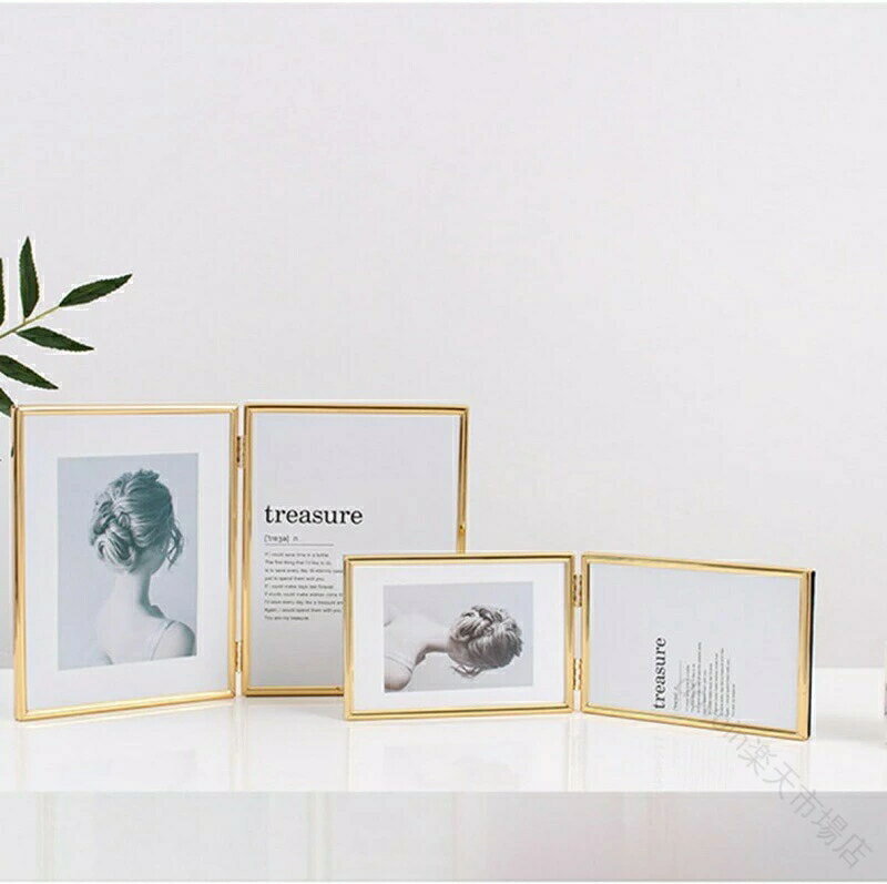 横向きの写真を2枚飾れるフォトフレーム L判対応 2面 横向き カラー1 シンプルシルバー ツインフレーム 写真立て 卓上 横長 ラドンナ Lサイズ 見開きおりたたみ二つ折りデザイン 2