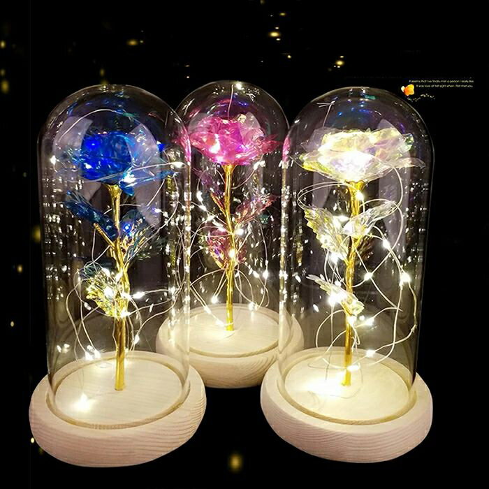 米飞兔 - フラワーギフト 花 バレンタイン ローズ キラキラ LEDライト 電池式LEDライト フラワー 枯れない花 プレゼント ギフト 置物 クリスマス贈り物 北欧風 雑貨 ベッドルームの装飾 彼女への贈り物