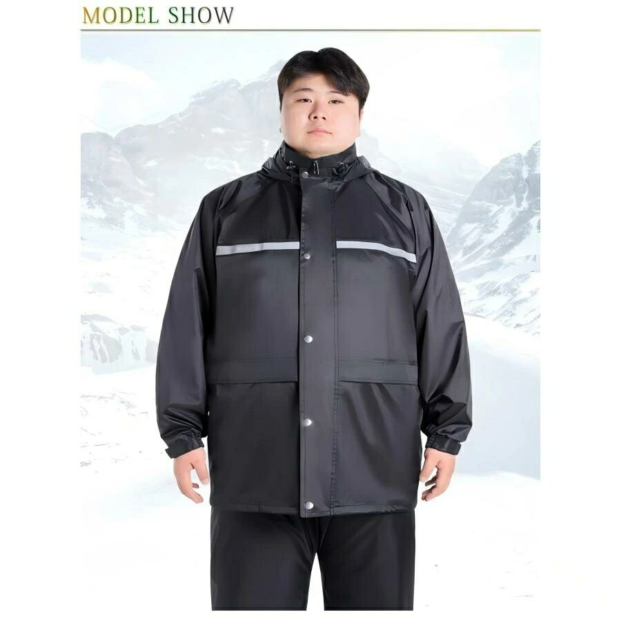 ビッグサイズ 大きいサイズ レインコート 2点セット 上下セット メンズ レディース レインウェア レインスーツ 反射テープ付き ポケット設置 ロングパンツ 長袖ジャケット 3