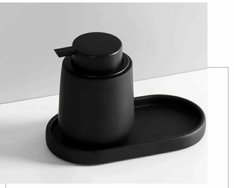 3点セット ソープディスペンサー 陶器 泡タイプ 手動ディスペンサー 収納トレイ 歯ブラシホルダー 洗面セット ポンプ式 320ml 詰め替え