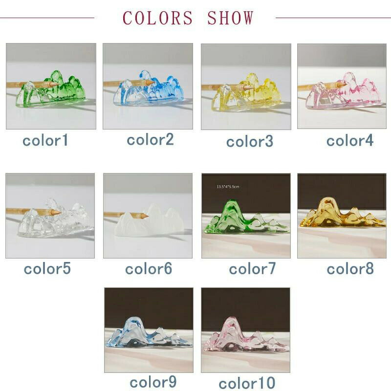 筆置き ガラス 山 文鎮 ホルダースタンド 毛筆 書道 習字 和風 絵画 小物 置物 道具 日用品 文房具 工芸品 おしゃれ きれい プレゼント 送料無料 2