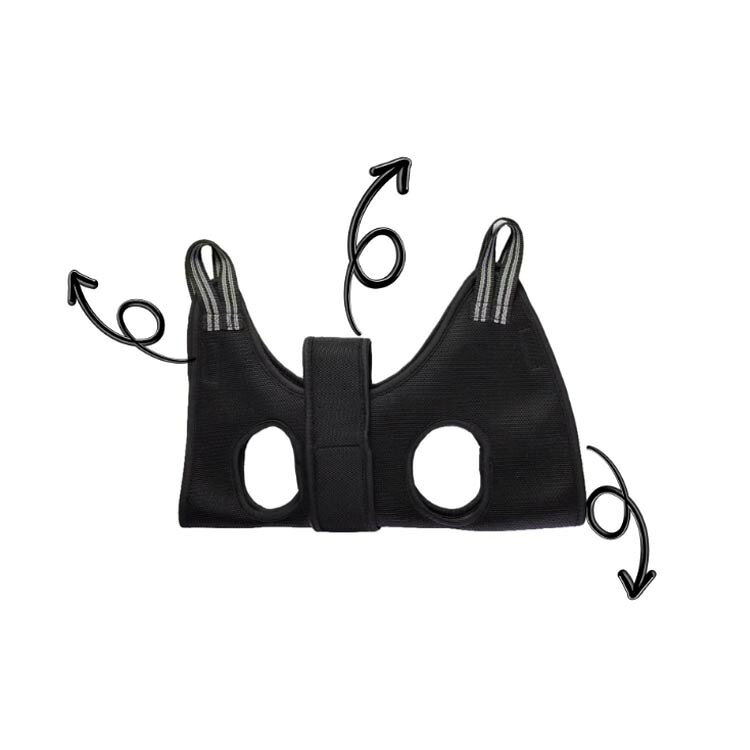 Select Loopのペット用グルーミングハンモック メッシュ素材 お腹ベルト付 S字フック付 XS S M L シャンプー 爪切り 耳掃除 耳毛抜き 自宅ケア 犬 猫用 暴れ防止 洗濯機洗い可｜アングル3