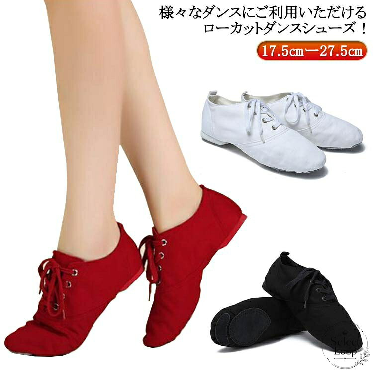 ダンスシューズ ローカット キャンバス スエードソール 17.5cm〜27.5cm レディース メンズ 社交ダンス ジャズダンス ベリーダンス チアダンス 練習用 軽量 通気性 シンプル 無地 赤 白 黒