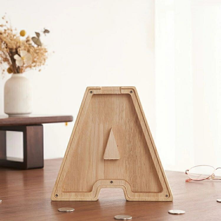 アルファベット貯金箱 イニシャル貯金箱 木製 レター A-Z英字マネーボックス 手作りパーソナライズボックス 子供用 ギフト アルファベット置物 インテリア飾り 貯金箱 コインバンク 貯金箱 3