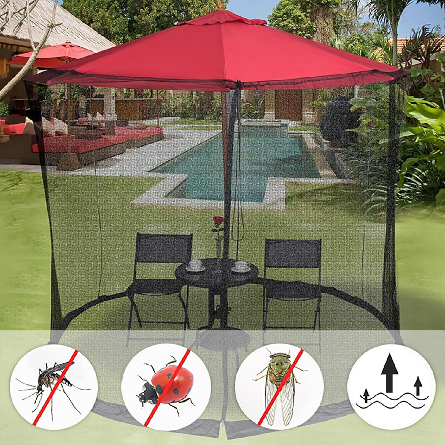 蚊帳 アウトドア タープテント 防虫ネット 大型 パラソル用メッシュシート キャンプ キャンプ メッシュ..