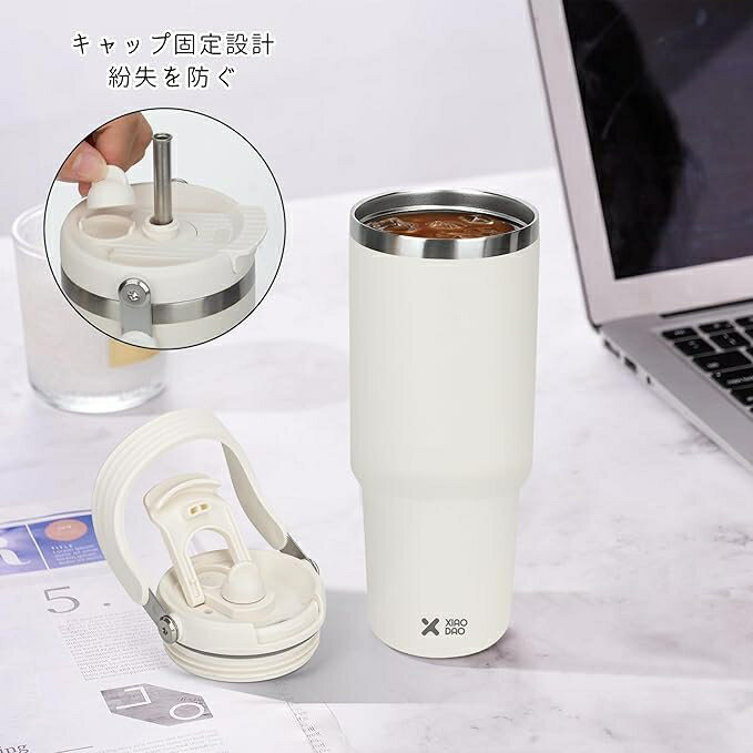 ステンレスボトル ウォーターボトル 蓋付き こぼれない ストロー付き ステンレス 真空断熱 コーヒー 600ml 900ml 大容量 魔法瓶 おしゃれ コーヒー ストロー 水筒 保冷 長時間 手を入れて洗える水筒 コンビニコーヒーが入る 広口 可愛い アイスコーヒー 車用 漏れない