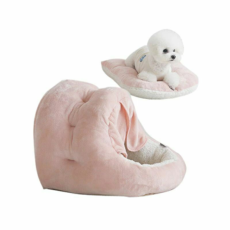 ペットハウス ペットベッド ドーム型 キャットハウス ふわふわ クッション イヌ小屋 犬用 猫用 秋 冬用 可愛い 洗える 白 ネコ耳付 ねこ マット あったか 犬小屋